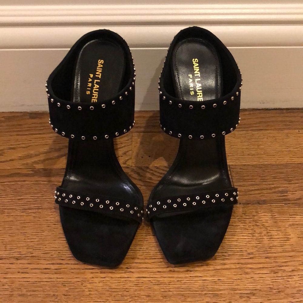Saint Laurent Mica 105 Stud Mule black